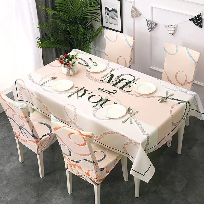 Bluejw Printed Fitted Table Cloth Polyester Waterproof Table Clothes for Restaurants - Image 1